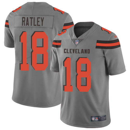 Cleveland Browns Damion Ratley Men Gray Limited Jersey #18 NFL Football Inverted Legend